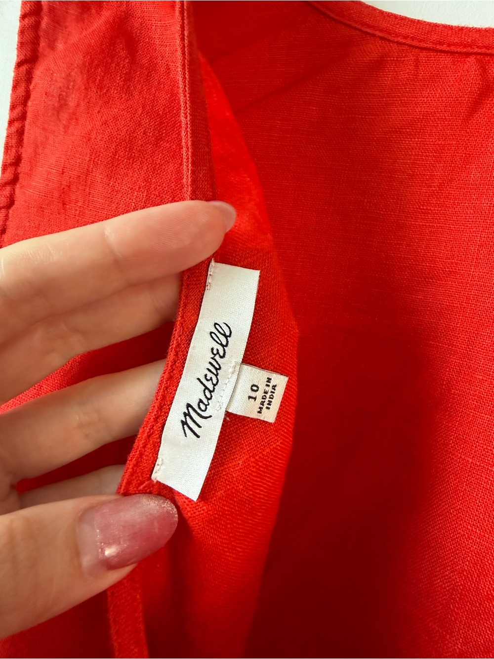 Madewell Tie Back Linen Tank Top Rouge Red 10 - Picture 5 of 8